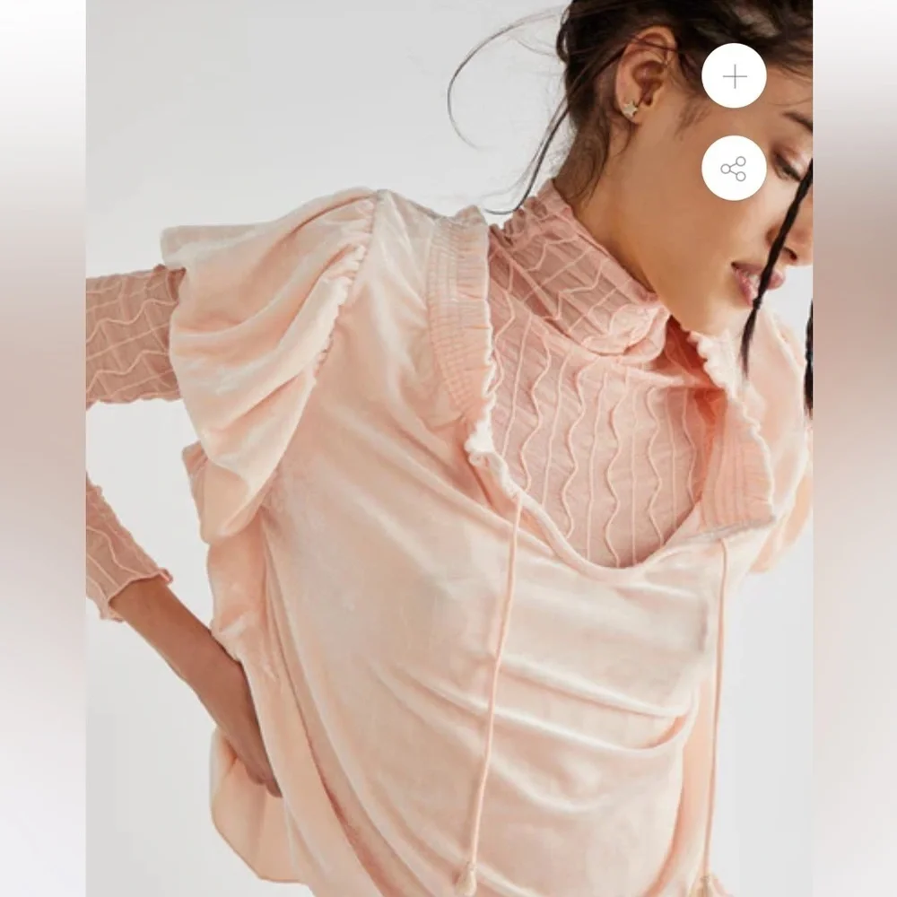 Free People Velvet Terese Top in Pink Tint Large